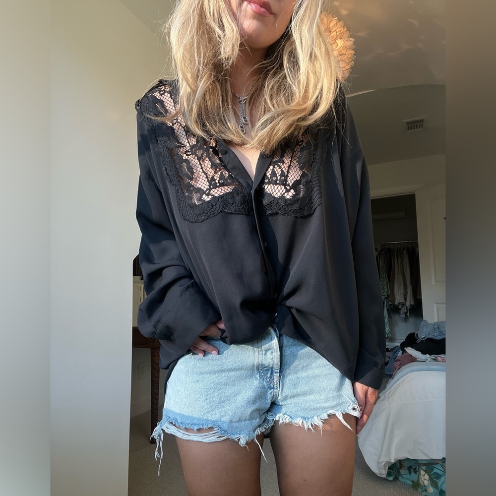 black cut out blouse Zara